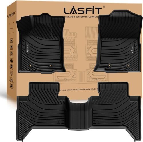LASFIT Floor Mats for Toyota Tacoma 2016-2023 Double Cab (Only for Automatic) All Weather Custom Fit Floor Liner for Tacoma SR/SR5/TRD/Limited/Trail TPE Mats Front&Rear 2 Row Car Mats, Black - Image 2