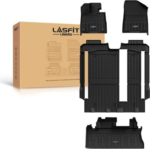 LASFIT Floor Mats&Trunk Mat for Toyota Sienna 8 Seats 2021-2024 2025 All Weather TPE Custom Fit Floor Liner for Sienna LE/XLE 8 Passenger (with Spare tire) Front&Rear Car Mat,Black - Image 2