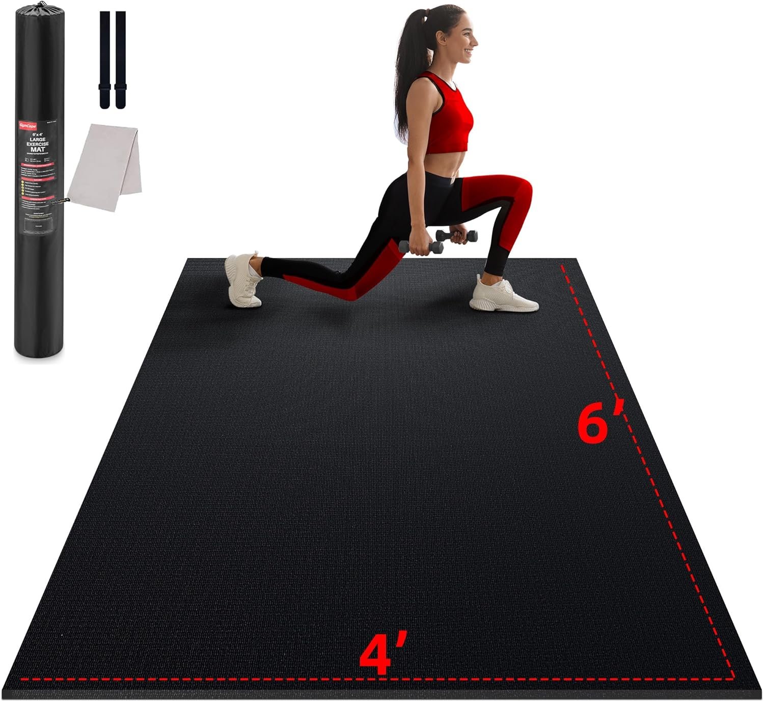 Large Exercise Mat for Home Workout,12‘x6’/10'x6'/9'x6'/8'x6'/7'x5'/6'x4' (7mm) Extra Thick Workout Mat, High-Density Gym Mat for Cardio, Jump Rope, MMA, Weights (Shoe-Friendly) - Image 2