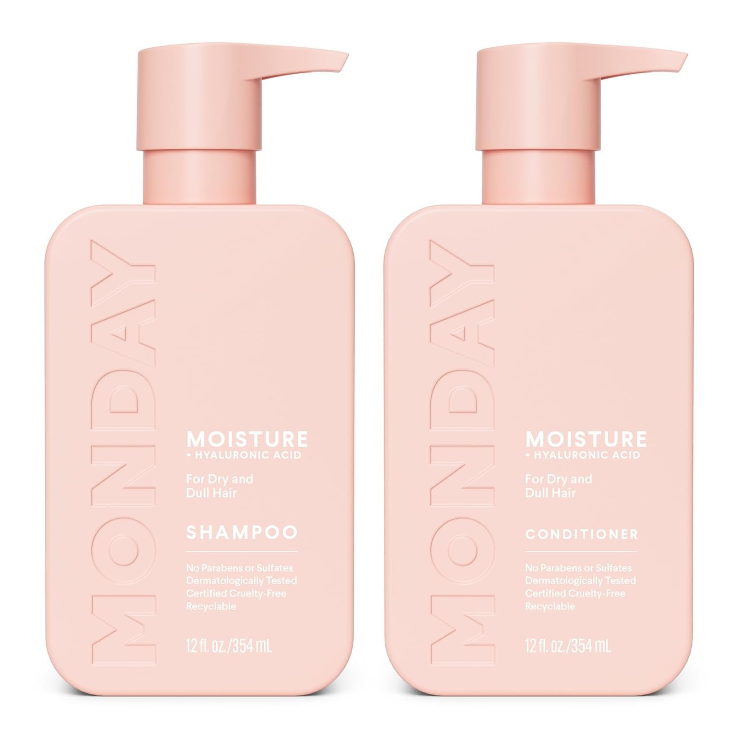MONDAY HAIRCARE Moisture Shampoo + Conditioner Set for Dry, Coarse, Stressed, Frizzy Hair, Made with Coconut Oil, Rice Protein, Shea Butter and Vitamin E, All Natural, 12 fl oz (Pack of 2) - Image 2