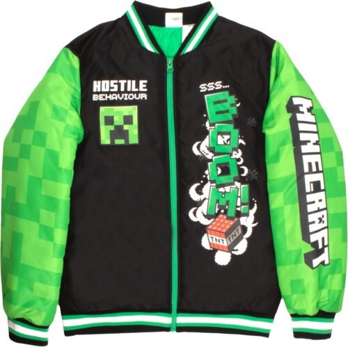 Minecraft Bomber Jacket for Boys, Zip-Up Graphic Print Varsity Jacket for Kids and Toddlers - Image 2