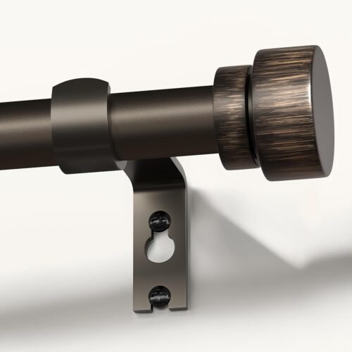 Modern Antique Brown Curtain Rods for Windows 66 to 120 Inches Adjustable Length Heavy Duty 1" Diameter Window Rod with Decorative Finials for Outdoor Farmhouse Bedroom Kitchen Living Room - Image 2