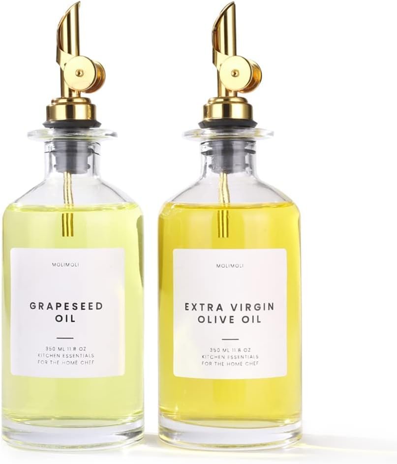 Molimoli - Premium Olive Oil Dispenser Bottles for Kitchen with Pourer - Oil and Vinegar Dispenser Set, Glass Dispenser for Kitchen, Dispenser Bottle of 350ml - Set of 2 - Image 2