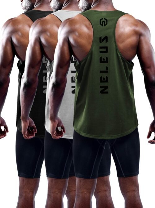 NELEUS Men's 3 Pack Dry Fit Y-Back Muscle Tank Top - Image 2