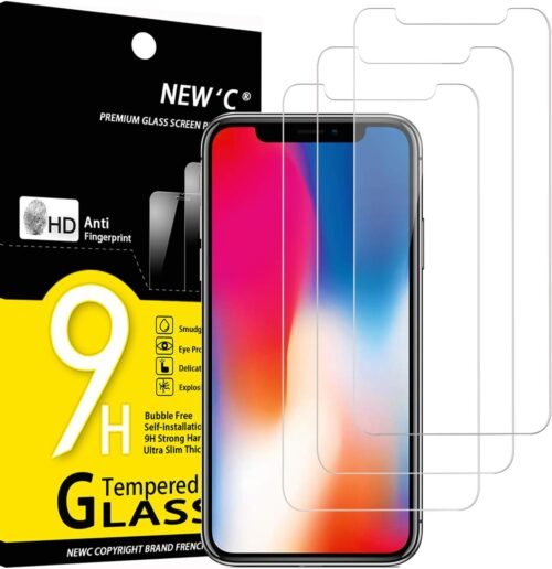 NEW'C 3 Pack Designed for iPhone 11 Pro and iPhone X and iPhone XS Screen Protector,Enhanced Tempered Glass Protection, Case Friendly, Bubble Free Ultra Resistant - Image 2