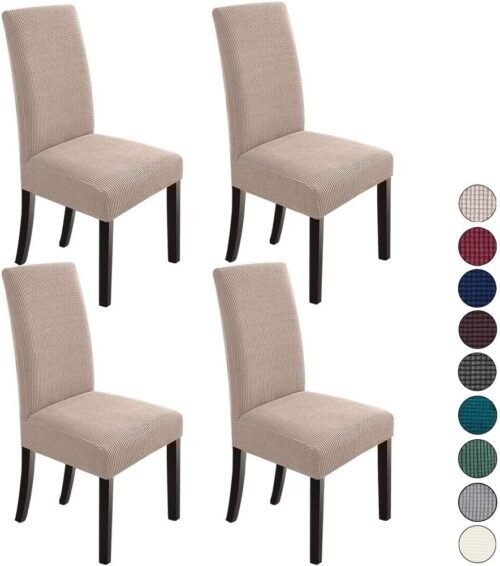 NORTHERN BROTHERS Dining Chair Covers Seat Parson Chair Slipcover for Dining Room Set of 4, Khaki - Image 2