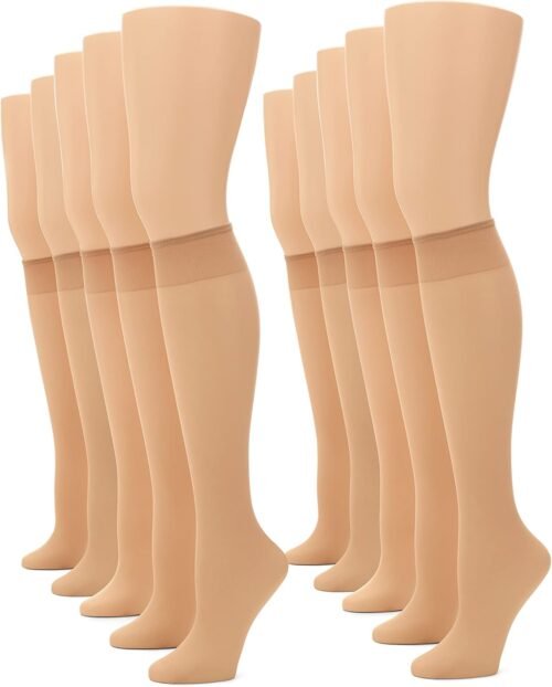 No nonsense Women's Sheer Knee High Value Pack with Comfort Top - Image 2