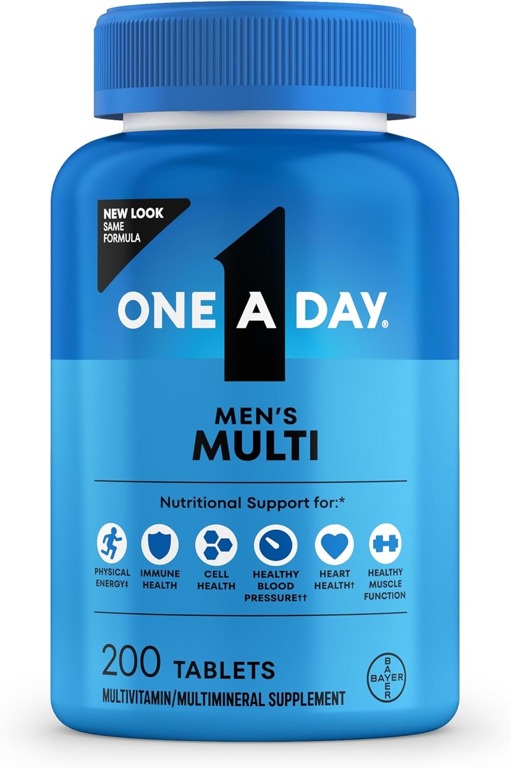 One A Day Multivitamin for Men - Daily Mens Multivitamins with Vitamin D, Zinc, Folic Acid, and B Vitamins, Physical Energy Support, 200 Ct (Packaging May Vary) - Image 2