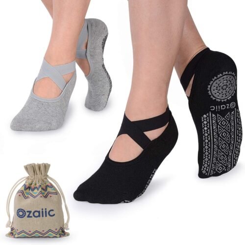 Ozaiic Yoga Socks for Women Non-Slip Grips & Straps, Ideal for Pilates, Pure Barre, Ballet, Dance, Barefoot Workout - Image 2