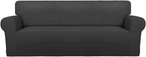 PureFit Super Stretch Sofa Slipcover – Spandex Non Slip Soft Couch Sofa Cover, Washable Furniture Protector with Non Skid Foam and Elastic Bottom for Kids, Pets （Sofa, Dark Gray） - Image 2