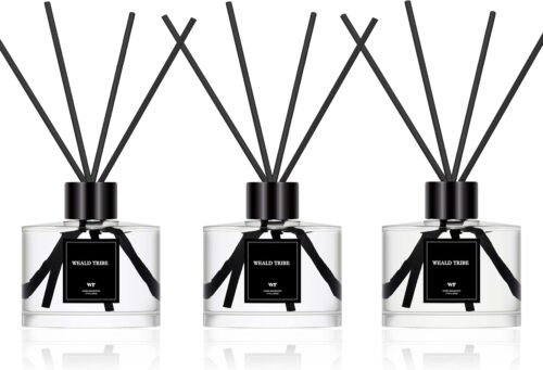 Reed Diffuser Set of 3 for Bathroom Air Fresheners, Oil Diffuser Sticks | Fresh Linen, Ocean, Eucalyptus & Mint Scent(1.7 fl oz Each Pack) Fragrance with 12 Sticks Defusers | Shelf Decor - Image 2