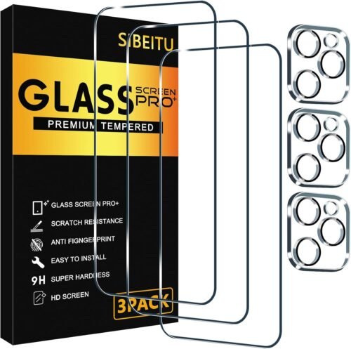 SIBEITU 3 Pack Screen Protector for iPhone 16 Pro with 3 Pack Camera Lens Protector, 6.3 Inch HD Clear 9H Hardness Tempered Glass Film, Scratch Resistent, Easy Installation, Bubbles Free - Image 2