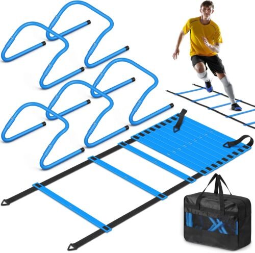 Speed and Agility Training Equipment: 5 Adjustable Agility Hurdles. 20ft Agility Ladder, Soccer Training Equipment Set for Kids Youth Adults - Image 2