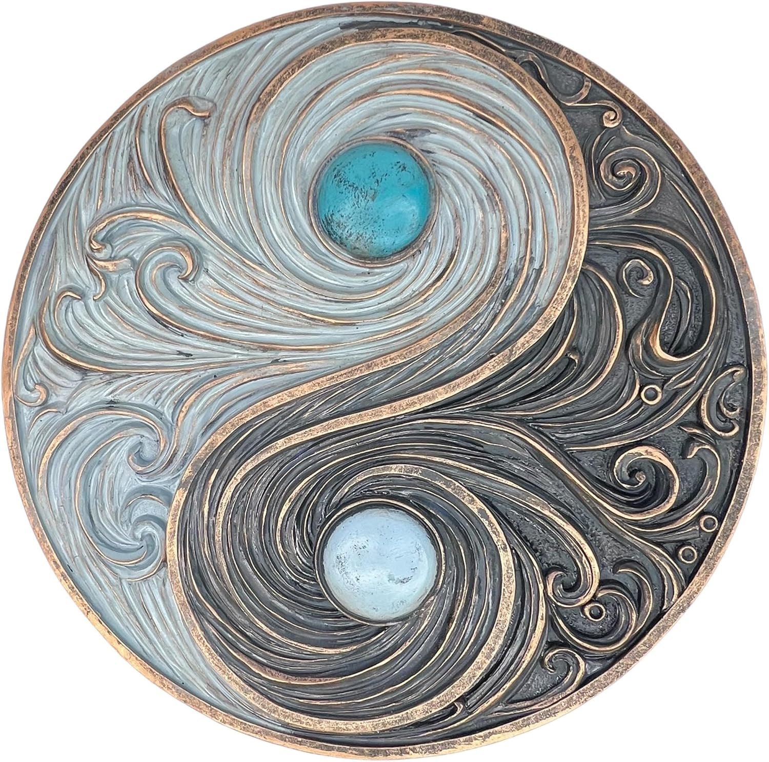 Top Brass Yin and Yang Swirling Waves Wall Sculpture – Spiritual Cosmic Duality Symbol – The Philosophy of Balance Art Décor – Feng Shui Opposite But Interconnected - Image 2