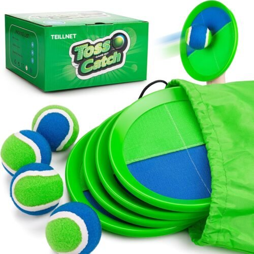 Toss and Catch Ball Set for Toddlers Kids Adults - 4 Pack - Beach Toys Pool Toys Outdoor Yard Games for Family- Sturdy & Water-Resistant - Classic Gift for Boys Girls 3 4 5 6 7 8 9 10 11 12+ Years Old - Image 2