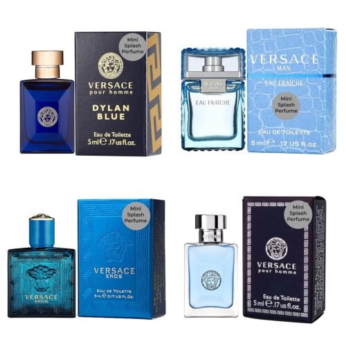 Versace Cologne for Men Set of 4 Mini Eros, Pour Homme, Dylan Blue, Eau Fraiche Perfume for Men Fragrance Sampler Set - Designer Mens Cologne Samples (4 Count, 0.17 oz) - Image 2
