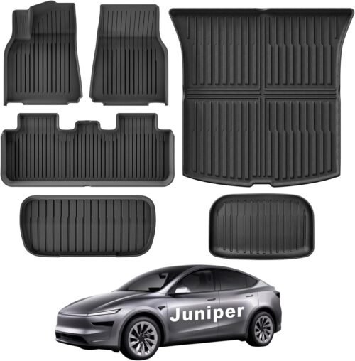 Weize New 2025 2026 Tesla Model Y Juniper Floor Mats and Cargo Liners 5-Seat All Weather Non-Slip Floor Liners and Cargo Trunk Mats Accessories, Set of 6 Mats (ONLY for Tesla Model Y Juniper) - Image 2