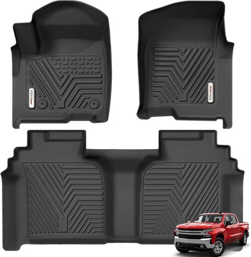 YITAMOTOR Floor Mats Compatible with 2019-2025 Chevrolet Silverado 1500/GMC Sierra 1500 & 2020-2025 Chevy Silverado/GMC Sierra 2500HD/3500HD Crew Cab with Rear Underseat Storage Box, Front Bucket Seat - Image 2