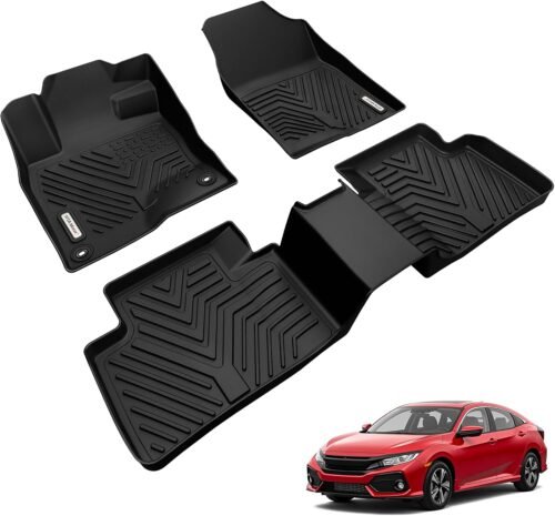 YITAMOTOR Floor Mats Fit for 2016-2021 Honda Civic Coupe/Sedan/Type R, 2017-2021 Honda Civic Hatchback, Custom Fit Civic Floor Liners, 1st & 2nd Row - Image 2