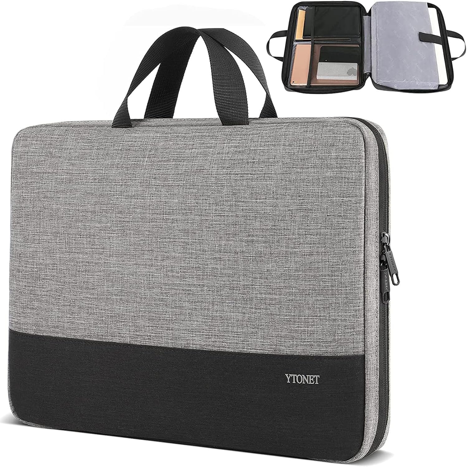 Ytonet Laptop Case, 15.6 inch TSA Laptop Sleeve Computer Bag Water Resistant Computer Case Carrying Cover Compatible for Lenovo, HP, Dell, Asus Notebook, Gifts for Men Women, Grey - Image 2