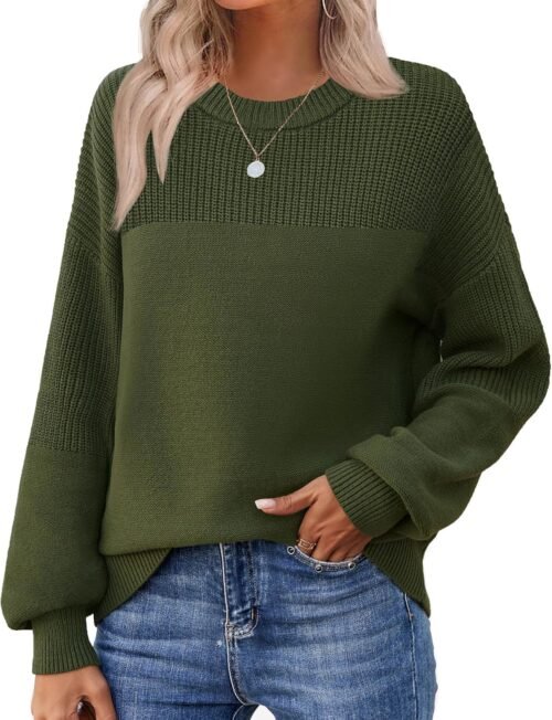 Zeagoo Women's 2025 Fall Chunky Knit Sweater Oversized Crewneck Long Sleeve Winter Cotton Pullover Sweaters Jumper Tops - Image 2
