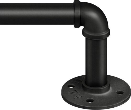 Zeerobee Curtain Rods for Windows 48 to 84, 1 Inch Industrial Wrap Around Black Curtain Rod, Indoor/Outdoor Room Divider Adjustable Drapery Pole, 48"-86" - Image 2