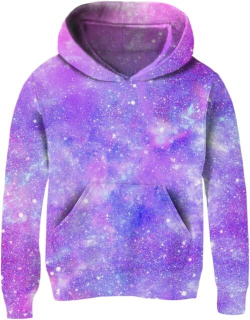 uideazone Girls Pullover Hoodies 3D Graphic Printed Hooded Sweatshirt with Pocket 4-14 Years - Image 2